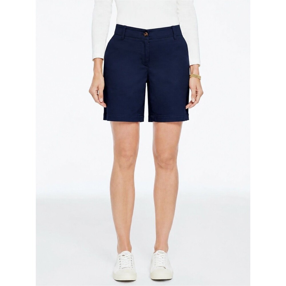 Talbots Chino Shorts Navy Blue Cotton Blend Casual
